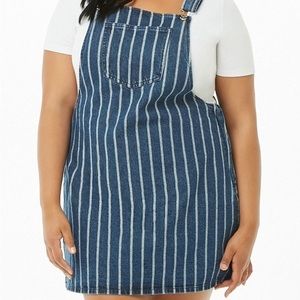 Forever 21 Plus Size Denim Striped Overall Dress